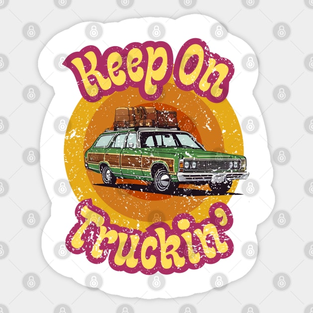 Retro 70s | Keep On Truckin' | Family Truckster | Funny Sticker by JENXTEES